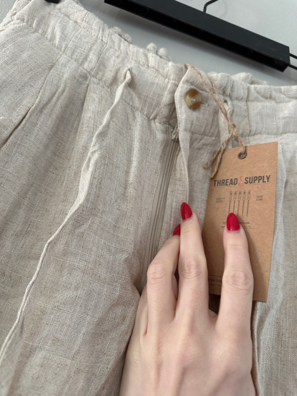 Thread & Supply | Lightweight Cream Linen-Blend Wide Leg Pants - Picture 3 of 6